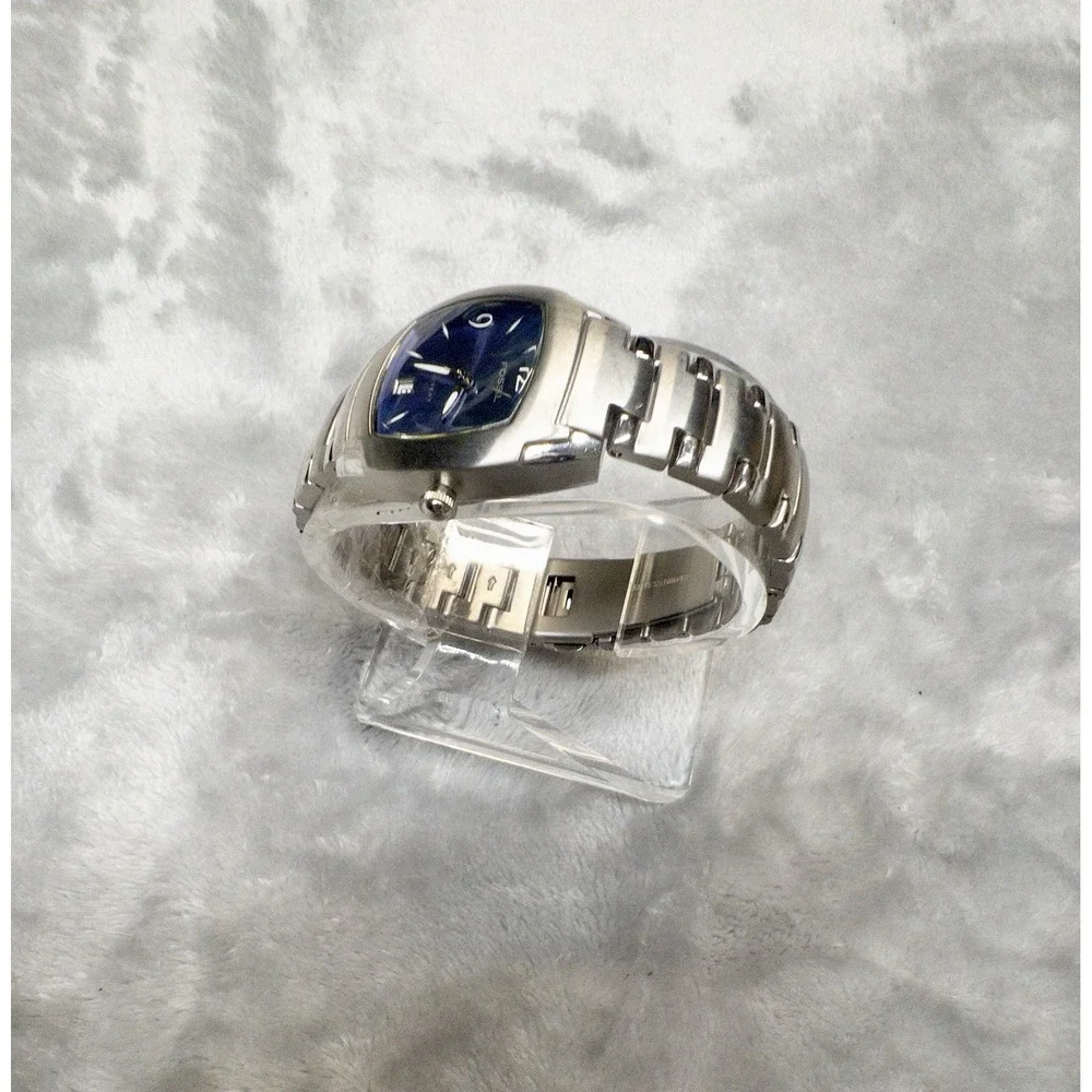 Vtg Fossil Arkitekt FS 2940 Blue Dial Silver Band 50 ATM